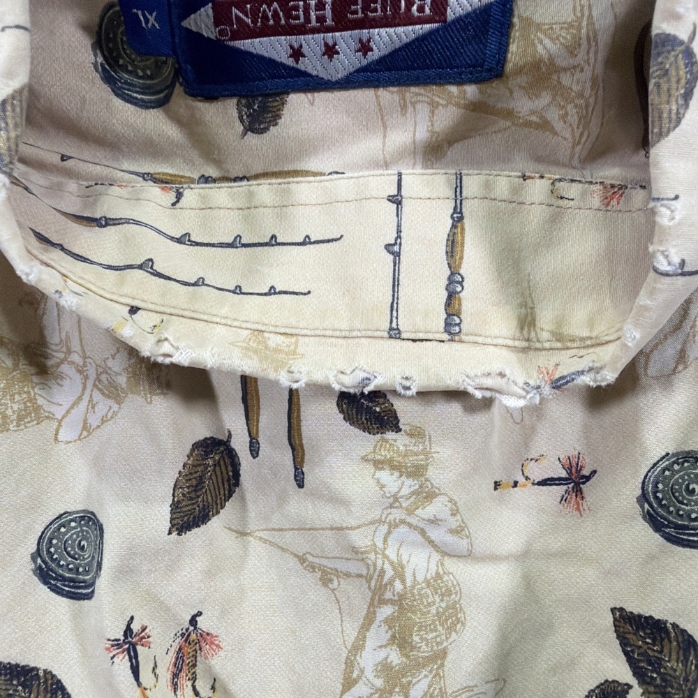 Vintage Ruff Hewn Fly Fishing All Over Print Button Down Shirt Size XL 90s - Picture 7 of 7